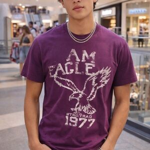 American Eagle Outfitters Plum Graphic Tee